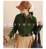 Women's Long Sleeve Washed Corduroy Blouse - Drop/Regular Shoulder, 100% Cotton, Slim Fit, for Spring, Autumn, Winter.