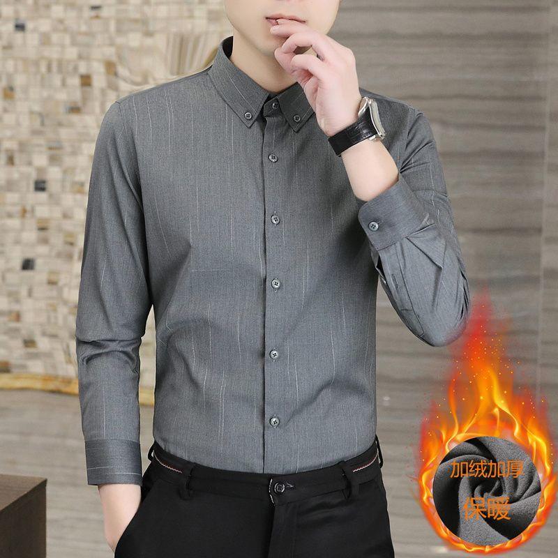 

Light Luxury Shirt Men s Korean Version Slim Long-sleeved Business Casual Young and Middle-aged No-iron Trendy Shirt L