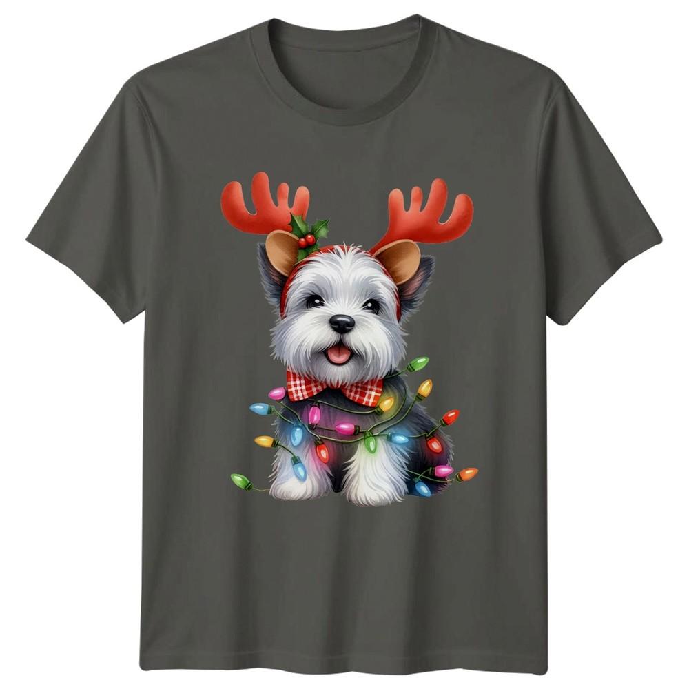 Christmas Dog Reindeer Antlers Holidays Unisexs TShirt Unisexs Tee Graphic Top a S