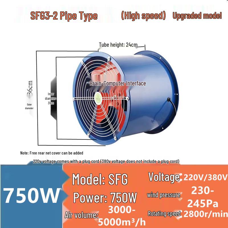 SF 220V Axial Fan: Industrial & Kitchen Ventilation, 380V Exhaust, Low Noise, Copper Construction