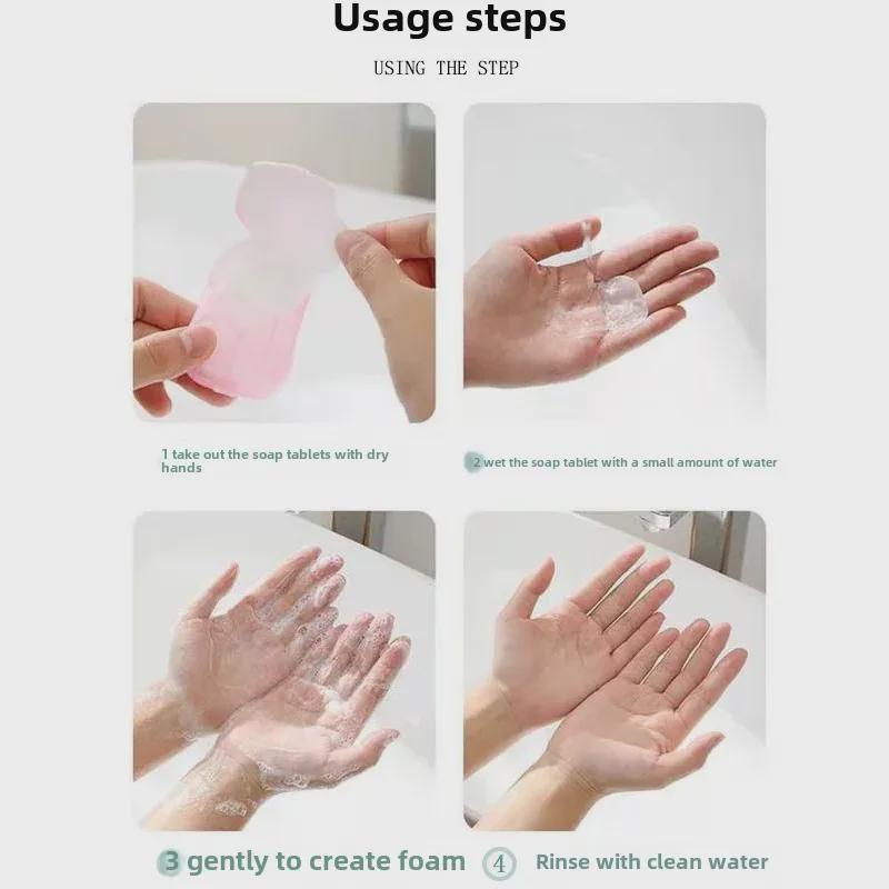 Přenosné jednorázové mýdlové plátky - Krabička s mini papírovým mýdlem na cesty a mytí rukou