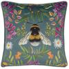 Wylder Nature House of Bloom Zinnia Bee Piped Square Cushion Cover