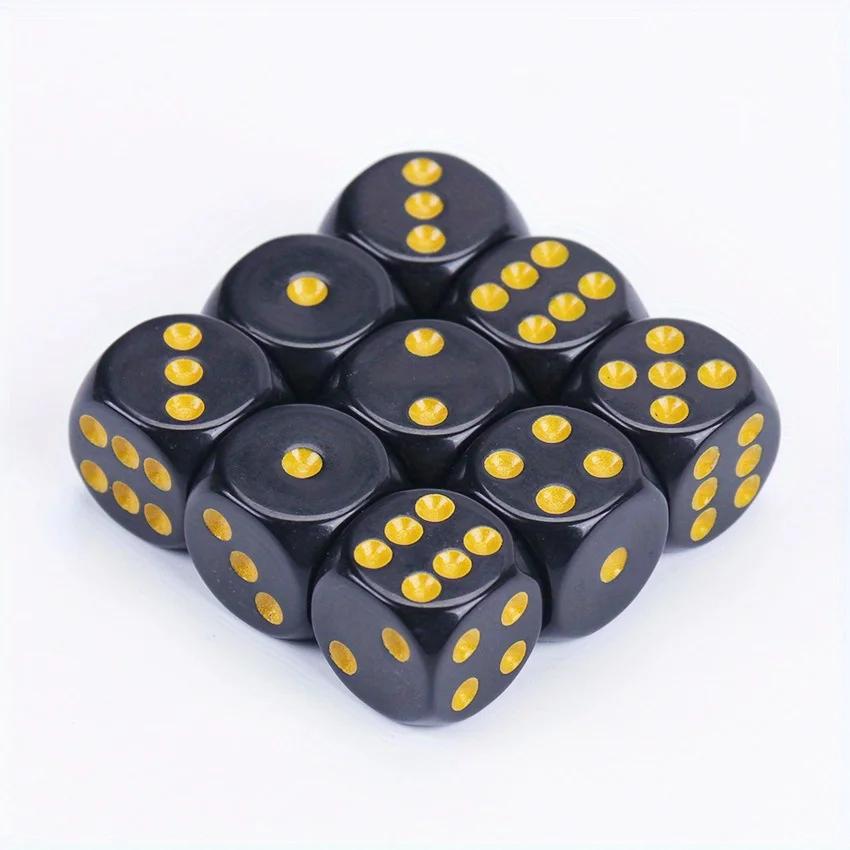 10 Pieces Round Corner Dice With Gold Dots For Tabletop Games, Parties, And Gatherings, Halloween/Thanksgiving/Christmas Gifts