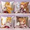 The H-Helpful Fox S-Senko-San Cushion Cover Plush Fabric Soft Double-Sided Printed Sofa Warm Winter Home Gift Pillow Cover