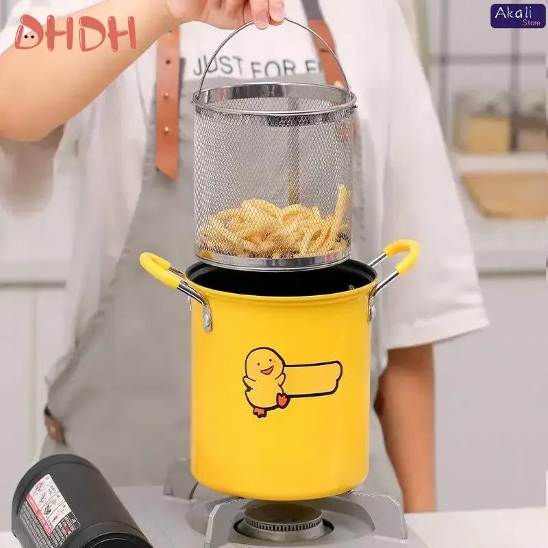 3L Fritös med silkorg med skållningssäkert silikonhandtag Värmebeständig fritös Pommes frites-verktyg