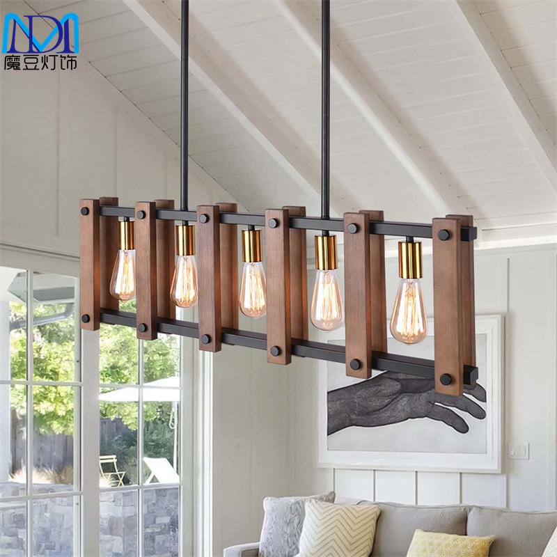 American-style restaurant bar counter wooden chandeliers and industrial kitchen vintage iron chandeliers are selling well