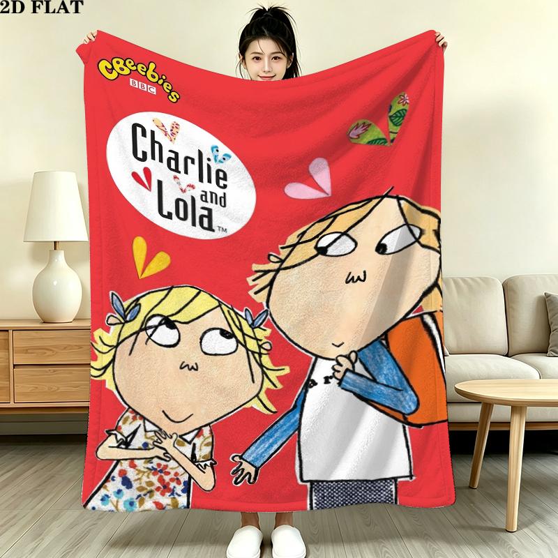 Charlie Lola Print Flannel Blanket, High quality Comfortable for All Seasons, Home Decor, Warmth and Comfort, Perfect for Christmas Gifts