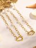 18K Gold Plated Irregular Heart Gel Bead Clavicle Bracelet & Niche Titanium Steel Jewelry Set by Qiong Yao Design