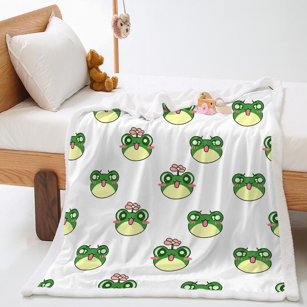 Decke Cartoon Frosch Tier Digitaldruck Frühling und Herbst Lammwolle Kristall Fleece Decke
