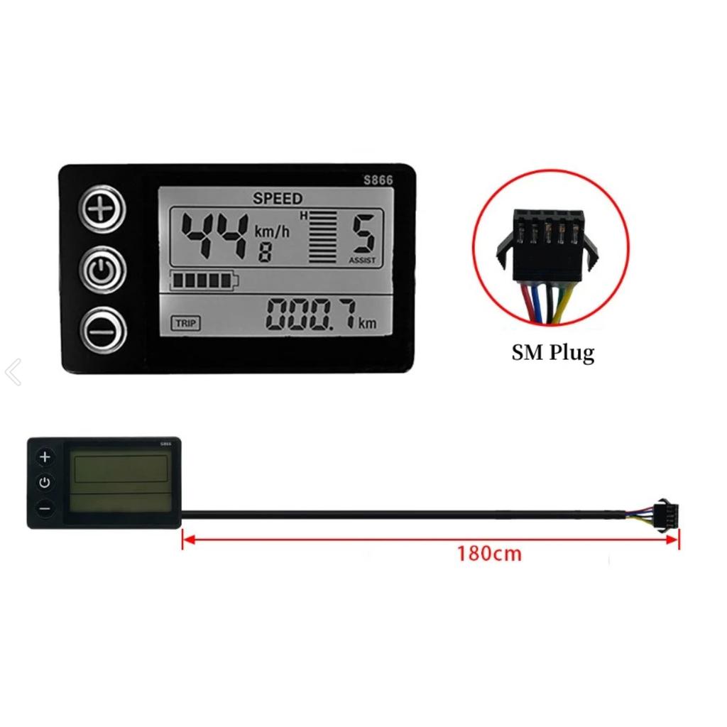 24V 36V 48V Electric Bike S866 LCD Display Meter Control Panel With Waterproof/SM Plug E-bike Parts
