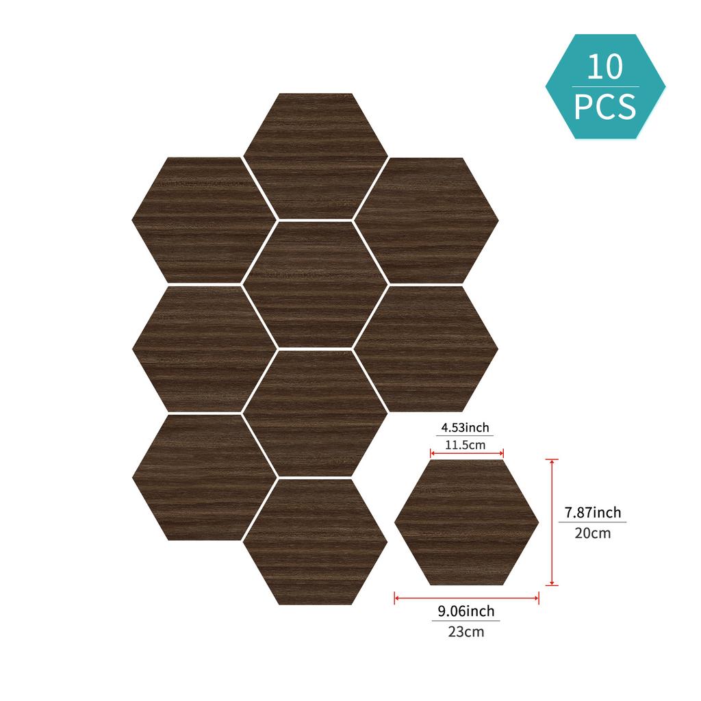 Hexagonal Wood Grain Foam Wall Sticker Kitchen Waterproof Oil-Proof Wallpaper Self-Adhesive Living Room Bathroom Thickened Tile Sticker