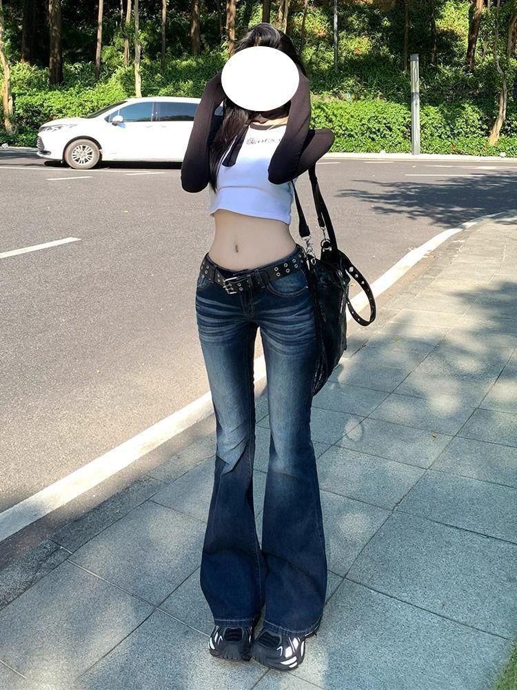 Women s High Waist Denim Pants Flared Bootcut Stretchy Casual Vintage Trousers XS