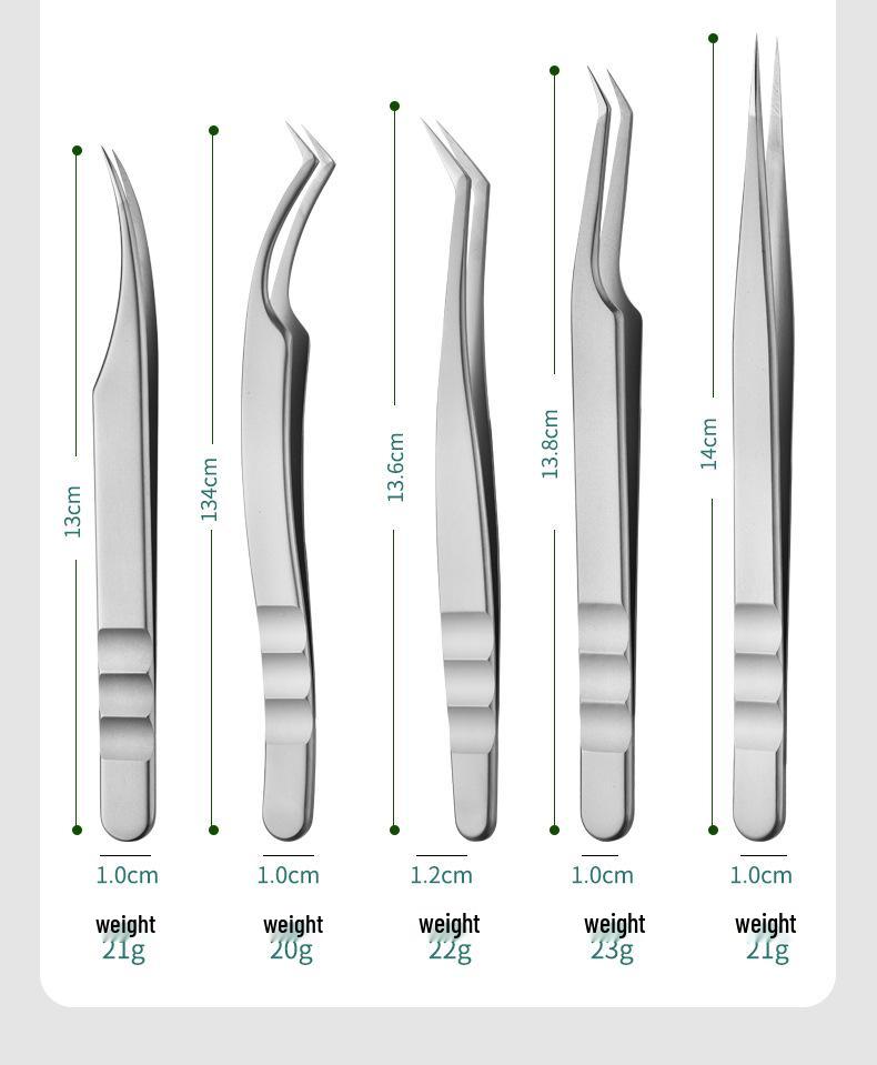 Stainless Steel Precision Eyelash Extension Tweezers - Phoenix & Princess Styles for Technicians