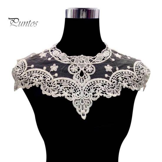 Lace Embroidered Fake Collar Hollow See-through Lace Flower Pattern False Collar Lace Embellished Clothing Accessory