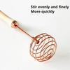 Egg Tools Kitchen Gadgets Rose Gold Beech Handle Spiral Stainless Steel Whisk Cream Stainless Steel Beater Stirrer Kitchen Tool