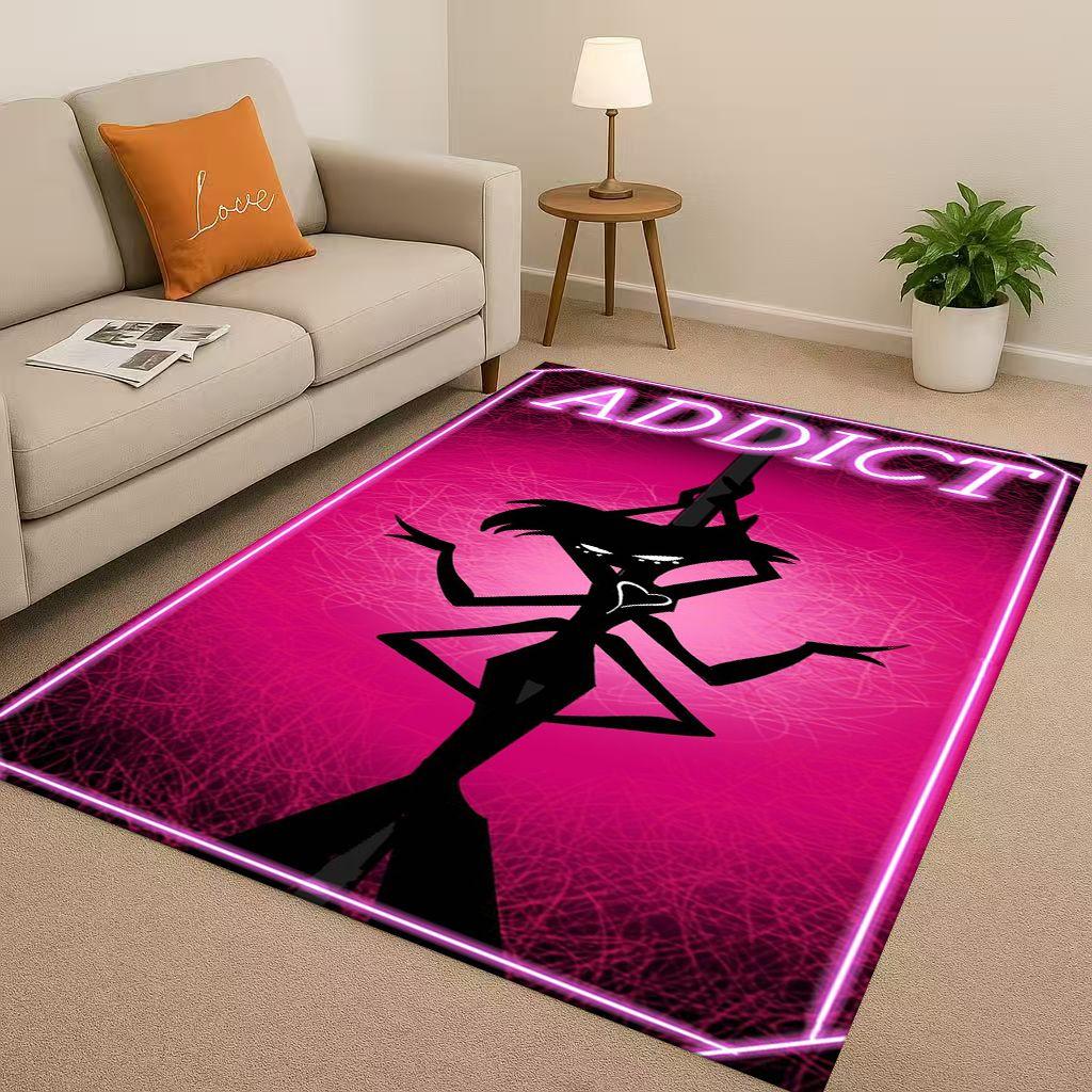 Cartoon H-Hazbin Hotel Angel Dust Alastor Living Room Non-Slip Area Rug Soft Carpet for Bedroom Sofa , Easy Clean Home Doormat