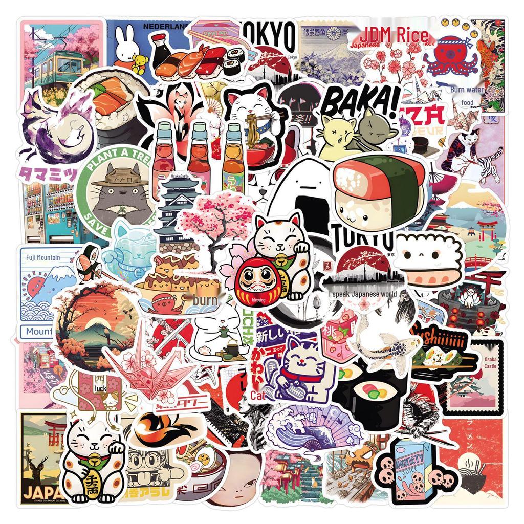 110 Japanese Anime Cartoon Stickers for Luggage, Notebooks, and Phones