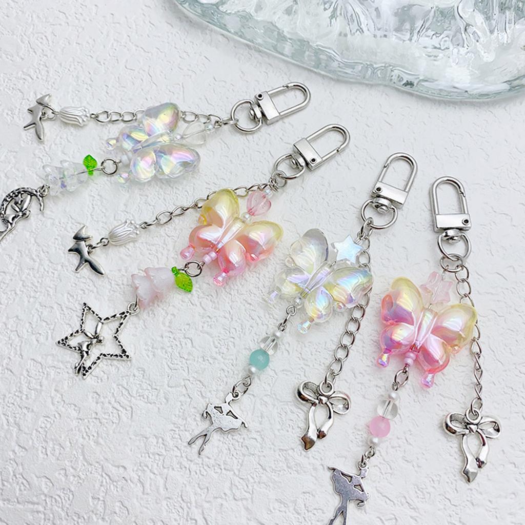 Stylish Phone and Key Decoration Elegant Acrylic Butterfly Pendant Charm with Color Gradient for Phones and Keys