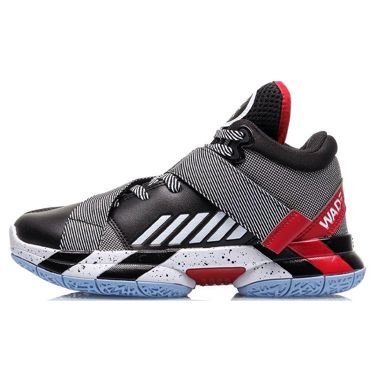 Li Ning All City Premium Serie Wade Scarpe da Basket Mid-Top Sneakers Bambini Nero Bianco Rosso YKBQ038-3