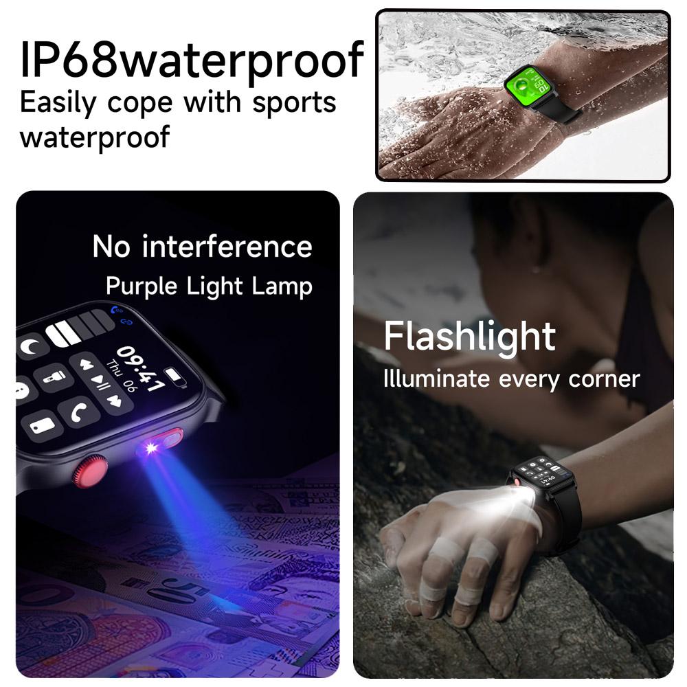 Smart New Watch Women Men Flashlight Heart Rate Monitor Sleep Tracker 1.83" Full Touch Screen Sports Fitness Smartwatch Man