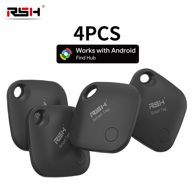 RSH 4PCS Android GPS Trackers Support Xiaomi Overseas Pixel Tecno Samsung Smart Tag Work with Google's Find Hub Finder Locators