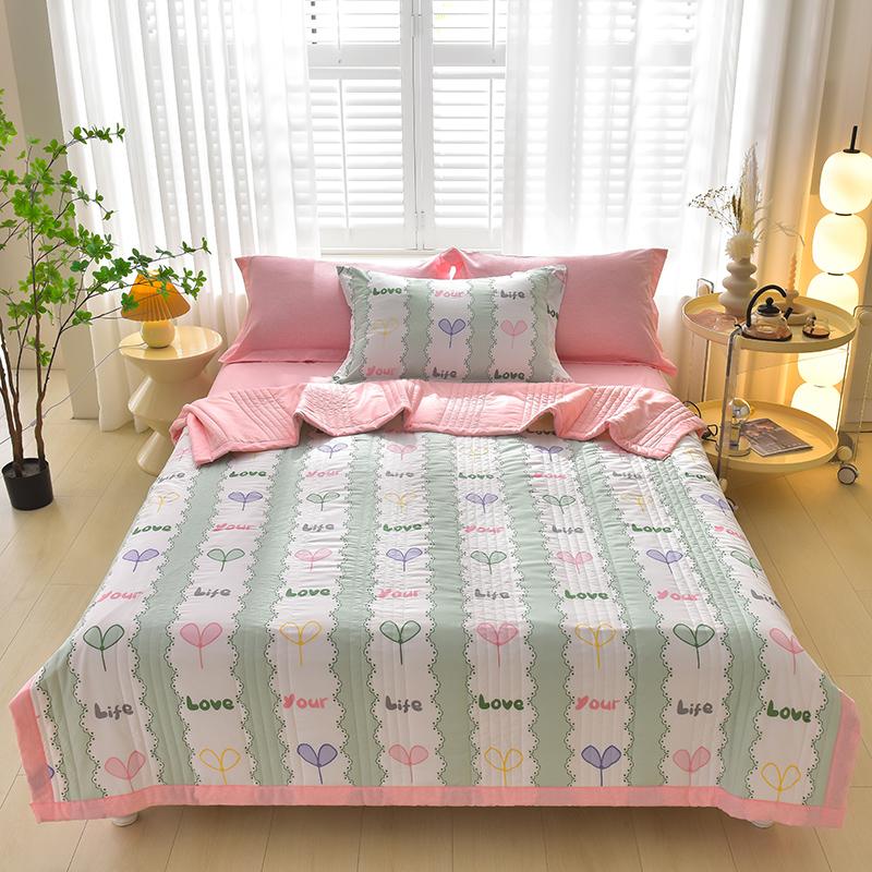 Summer Patchwork Quilt Flower Printed Quilted Bedspread For Beds Single/Queen/King Size Comforter/Duvet For Summer