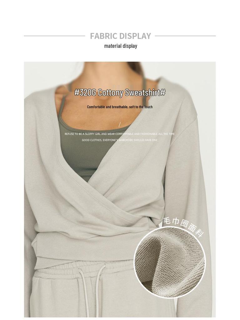 V-Ausschnitt Strickjacke Design Sportlich Lässig Damen Kurz Sweatshirt Trend