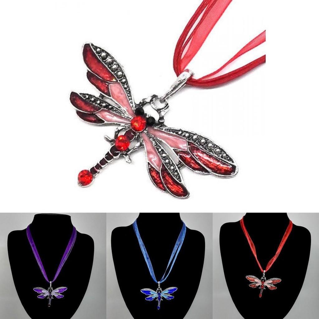 Elegant Alloy Jewelry Dragonfly Pendant Necklace Sweater Chain For Women