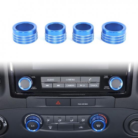 Blue Aluminum Center Console AC Knob Ring Cover For Nissan Frontier 22+