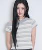 ILLIGO One-Shoulder Studded Stripe Top Grey Ivory
