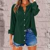 Women's Fashion Casual Solid Color T-Shirt Cotton Linen Long Sleeve Cardigan Loose Top