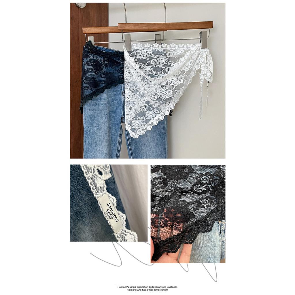 Fustă scurtă triunghiulară Jumătate de fustă Fustă cortină de la cap Fustă din dantelă Triunghie din dantelă Sorț mic Dantela moale stivuită în stil Ins Batică de primăvară coreeană