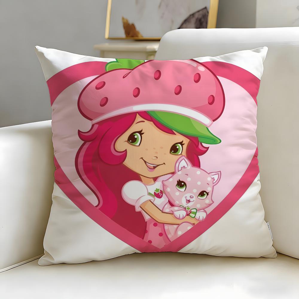 Classic Cartoon Strawberry Shortcake Cushion Cover Soft EasyWash Pillow Case Versatile for Couch Bed Travel and Office