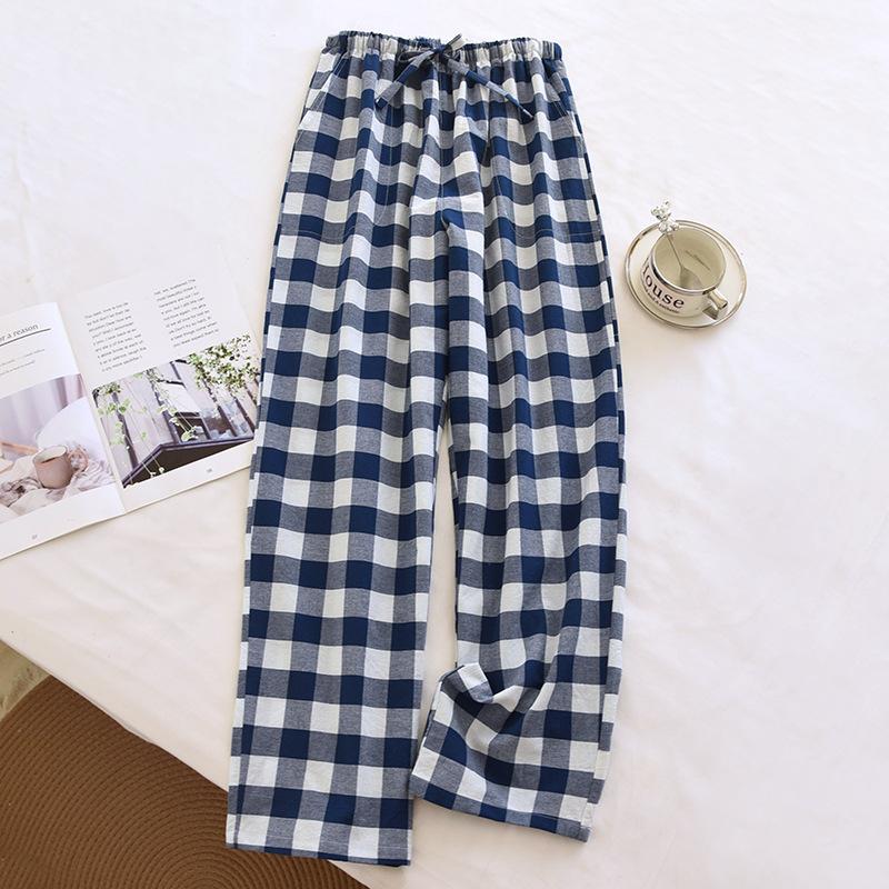 Men's Elastic Waist Lounge Pants - Summer Lightweight Checkered Style with Simple Pockets, Suitable for Casual Wear