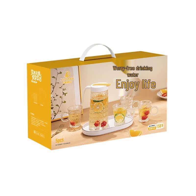Glass Cold Water Pitcher & Tumbler Set (5-Piece)