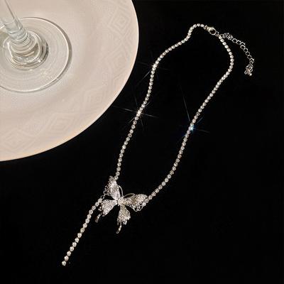 Exquisite Sparkling  Butterfly Pendant Necklace Luxury   Elegant Choker Wedding Party  Jewelry