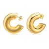 Stainless steel women's earrings, high-end sense C-shaped simple meniscus geometric earrings, exaggerated hollow gold jewelry