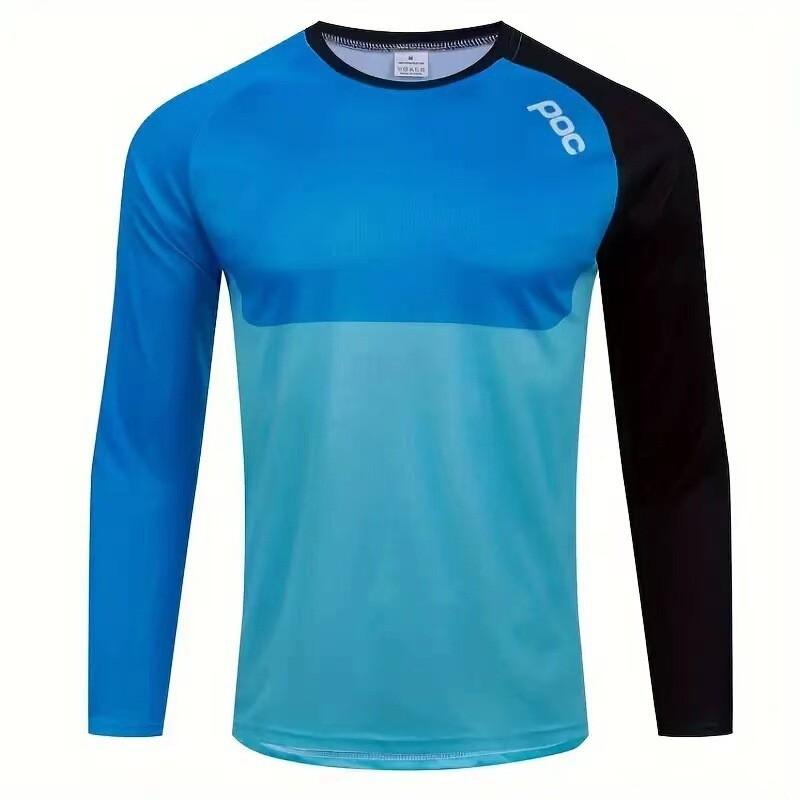 Mens Quick-Dry Long Sleeve MTB Cycling Jersey Trail Riding Downhill Mountain Bike Outdoor Sports