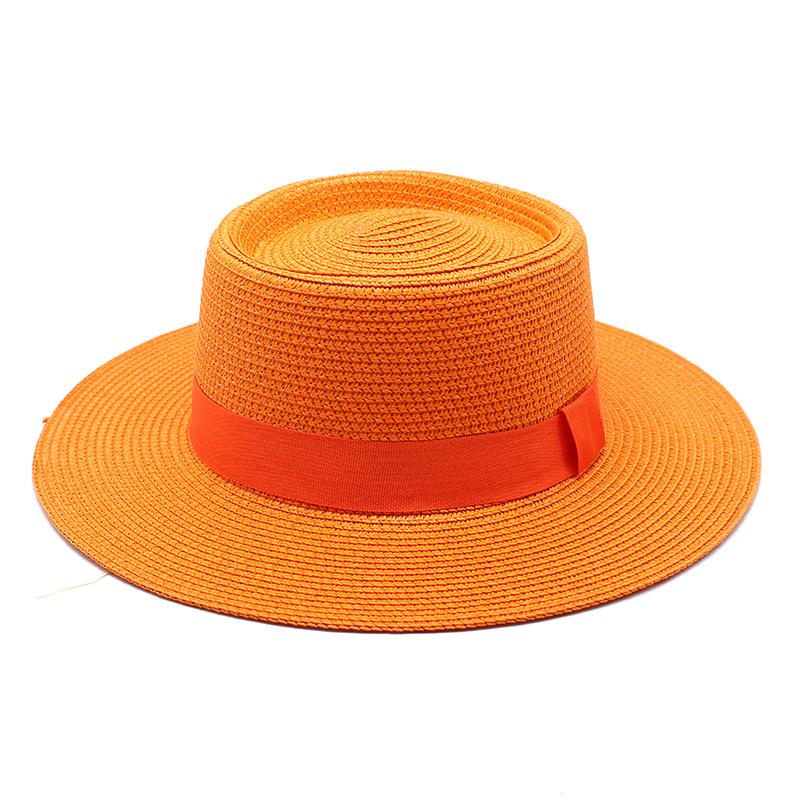 20 Color Summer Beach Sun Hats For Women Man Foldable Round Flat Top Big Brim Straw Hat Solid Color Outdoor Holiday Visor Caps
