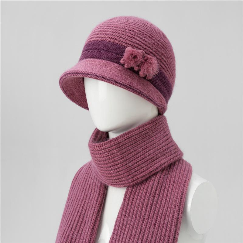 Hut Damen Herbst und Winter Fleece Warmer Hut Kältefest Gestrickter Hut Wollhut Damen