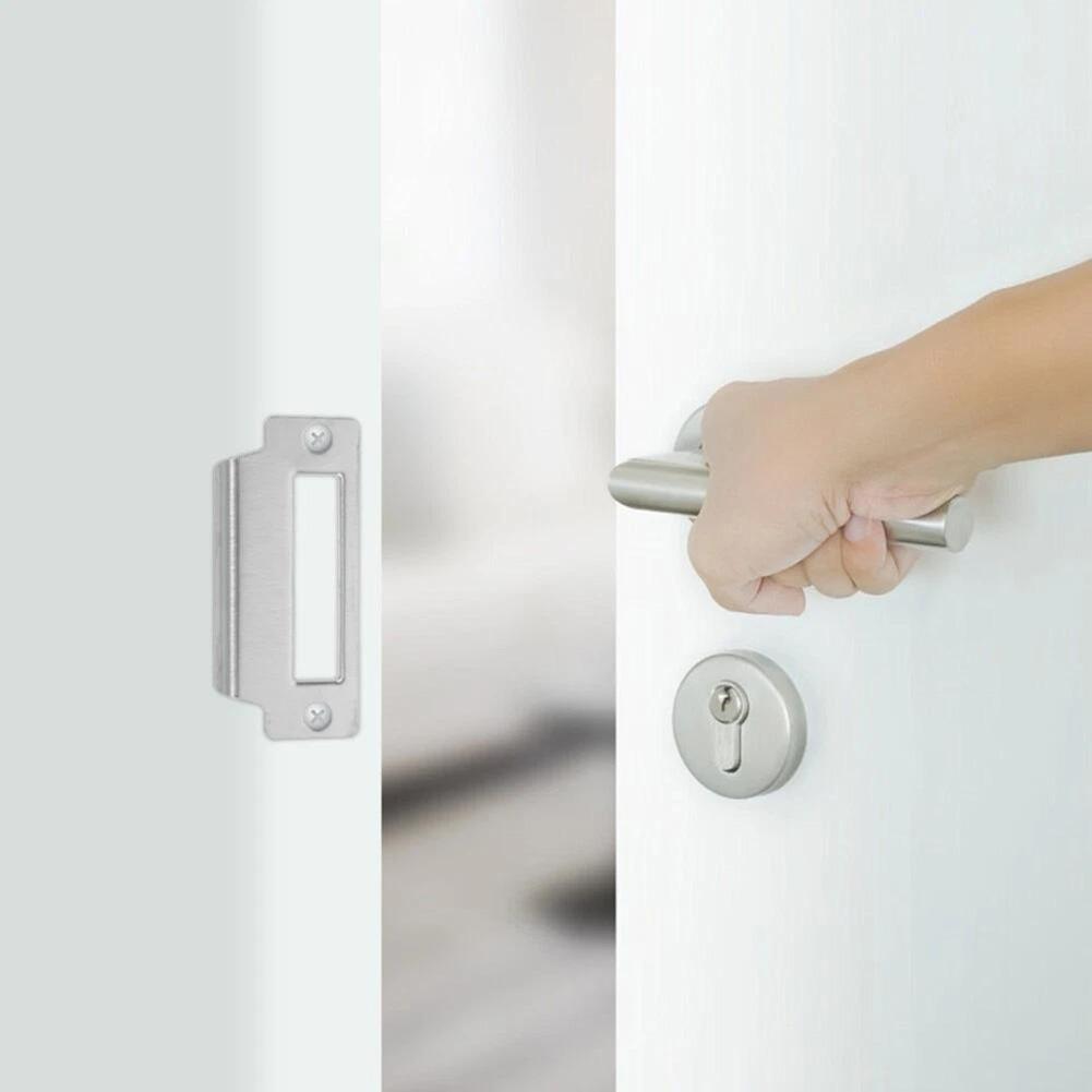 5pcs 64mm Locking Plate Stainless Steel Door Lock Latch Strike Plate Quick Installation Door Hardware Accessories