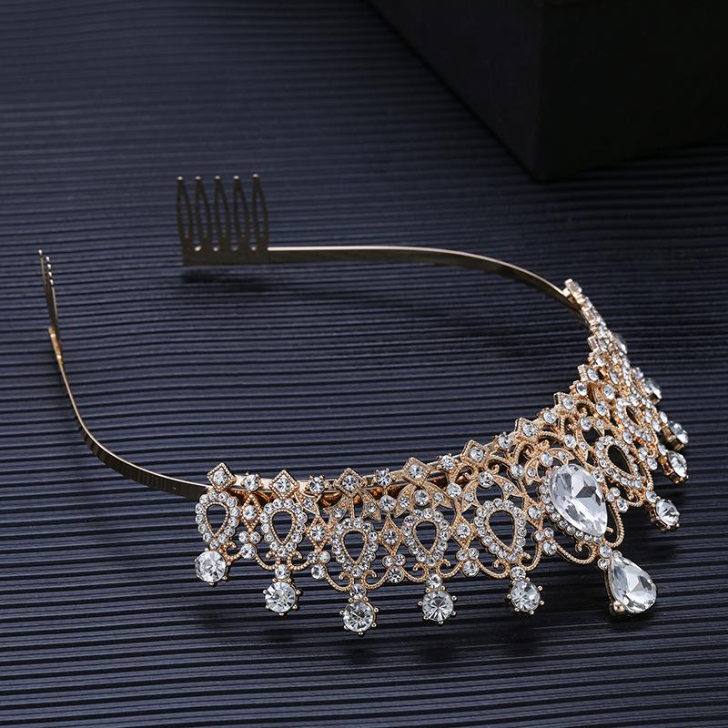 Bride's Crown Headwear Alloy Rhinestone Hair Band Wedding Crown Birthday Hair Accessory Style Headband Accessory