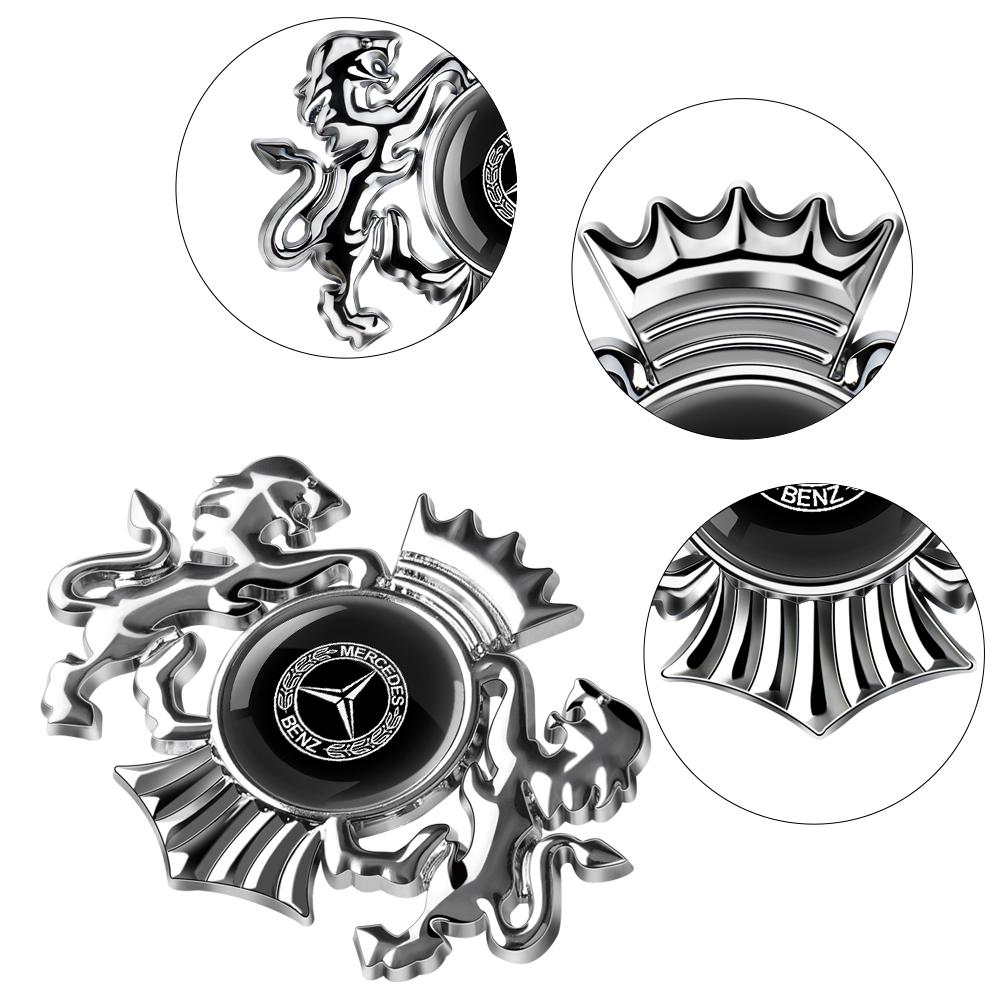 New 3D Crown Lion Car Fender Metal Emblem Badge Decoration Stickers For Mercedes Benz AMG W202 W203 W204 W205 W211 W212 W169 GLC