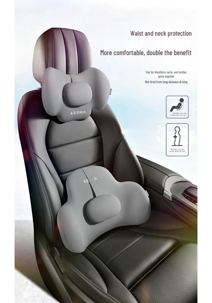 Memory Foam Car Seat Headrest and Lumbar Support Pillow Set