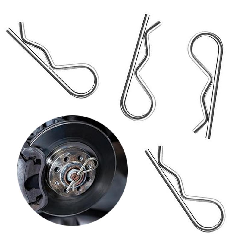 Cotter Pins 100pcs R Clips Hitch Pin Clip Assortment Kits 6 Size Carbon Steel R Pin for Threaded Connection and Anti