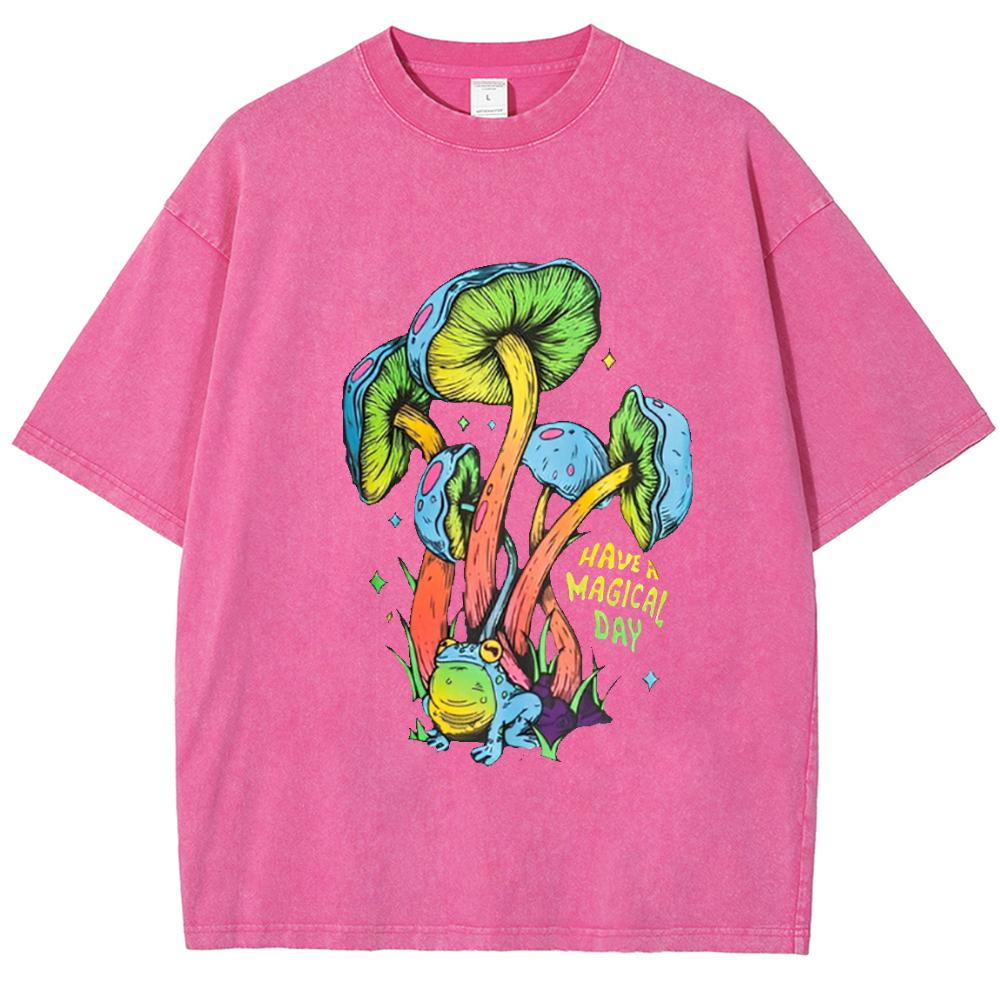 

Зеленая грибная печать, женская футболка, must-have, свободный размер, стираная ткань, парный короткий рукав, забавный нишевый дизайн, топ 3XL