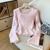 Soft Fluffy Korean-Style Hollow Out Loose Sweater for Women - Autumn/Winter Lazy Vibe