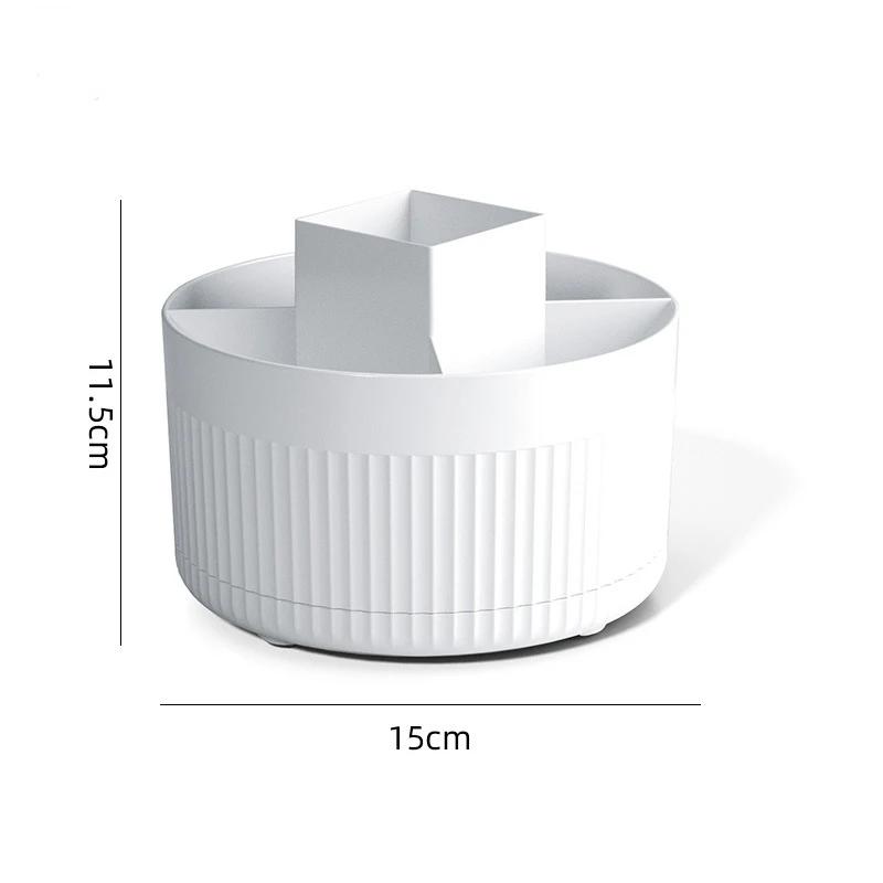 

Вращающийся на 360° контейнер для хранения косметики Настольный органайзер для косметики Держатель косметических кисточек Держатель для карандашей для помады и бровей Контейнер для ювелирных изделий белый