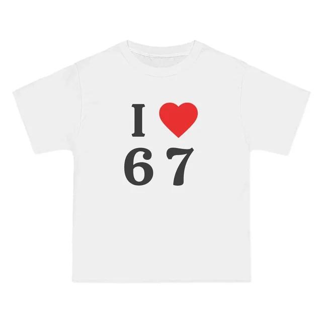 Cotton Androgynous Styl I Love 67 Year Old 67th Birthday Party Anniversary Retro 80s T-Shirt Top Birthday Gift for Men Women S