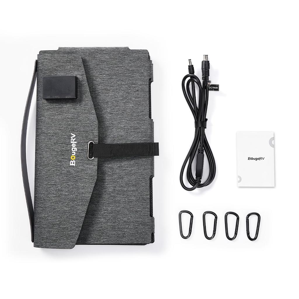 BougeRV Solar 100W Fast JuiceGo Compatible Solar JuiceGo Portable Power Charges Smartphones and High Conversion Glass Monocrystalline Emergency Car